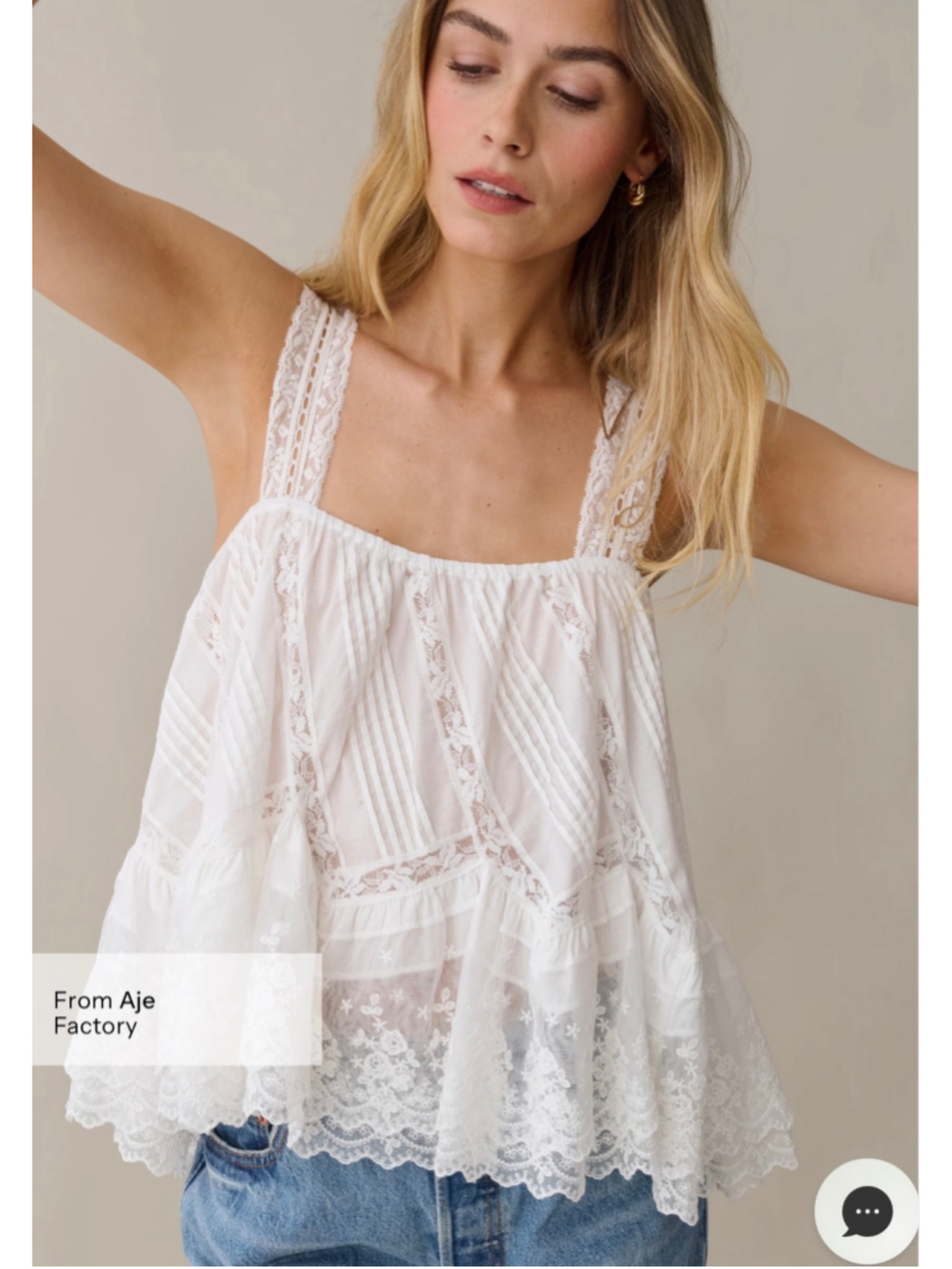 Women's sorella Honey Cotton White Lace Sleeveless Peplum Top Size S